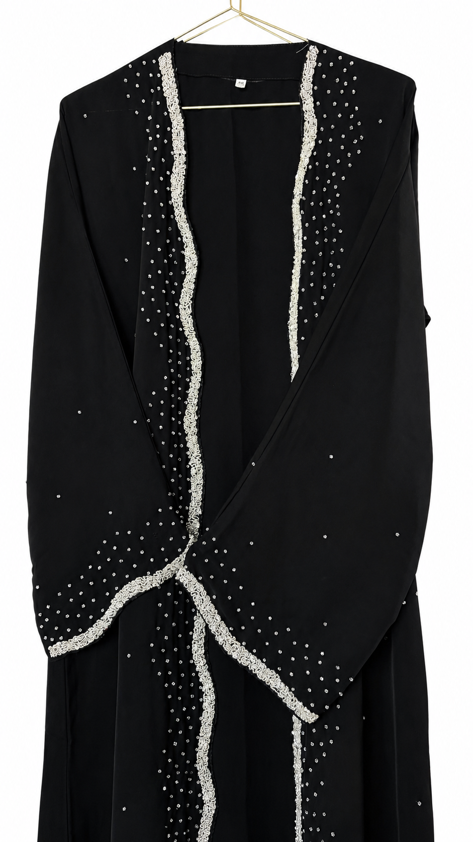 Pack Abaya Noir Crystal con Inner Dress White